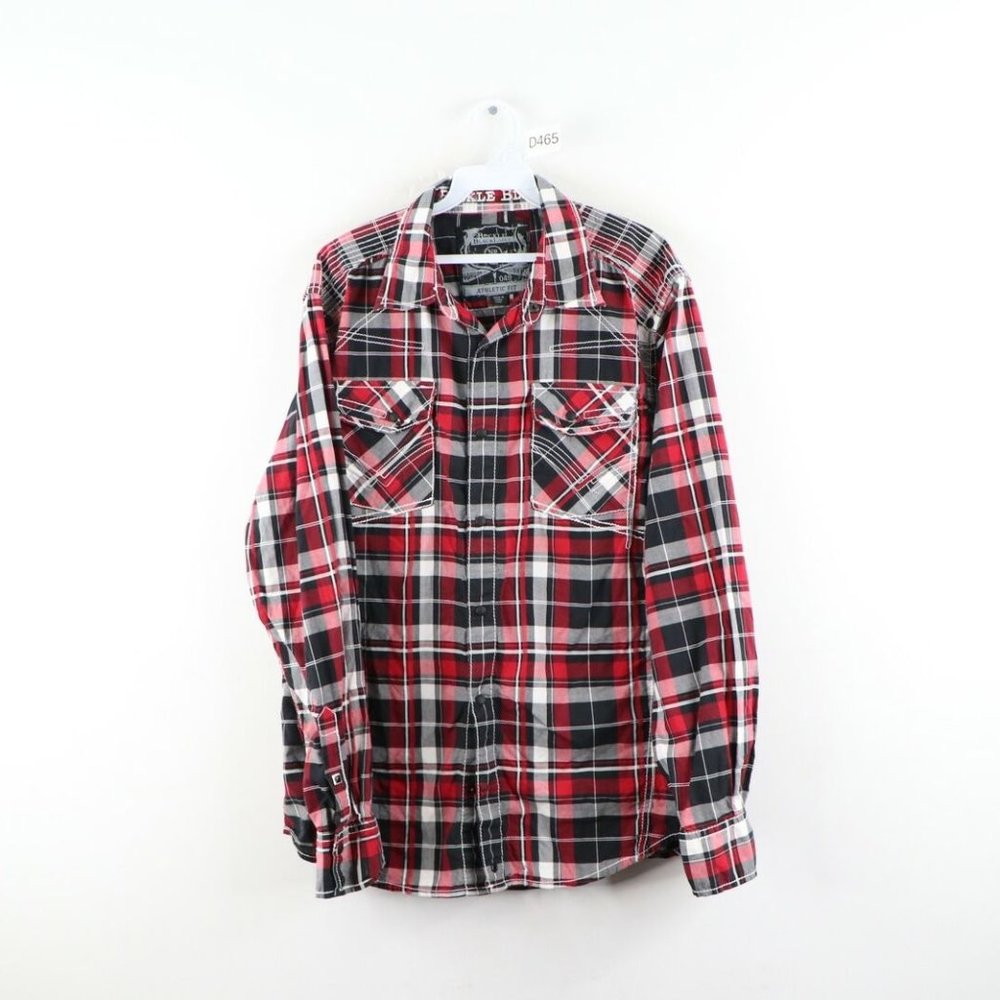 Buckle Black Athletic Double Pocket Button Shirt - image 1